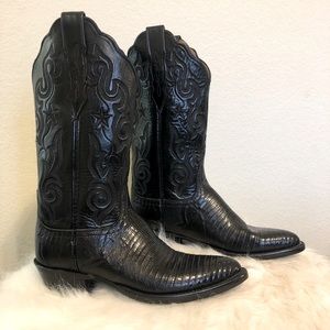 Genuine Lucchese Black Leather Boots Never Worn Made in Texas Size 7B